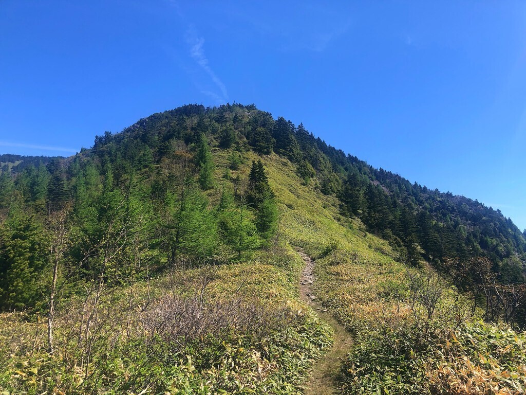 四阿山の山頂と山家神社奥宮を目指して登山再開の様子
