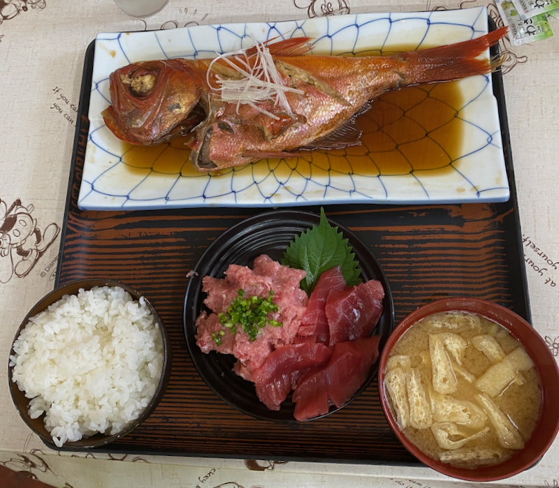 銚子 ヤマタくん食堂 金目鯛煮付け定食 キャンプ帰りランチ 海鮮