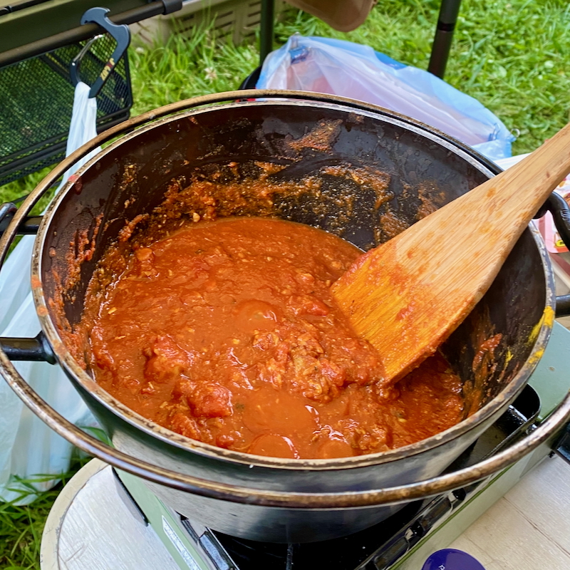 キャンプでイタリア料理