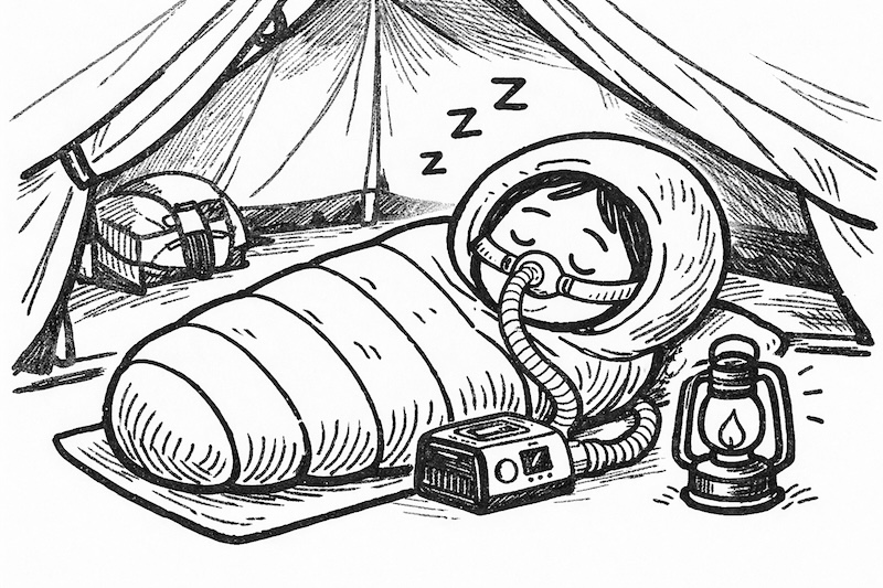 モバイル電源＋CPAPで快眠できている様子