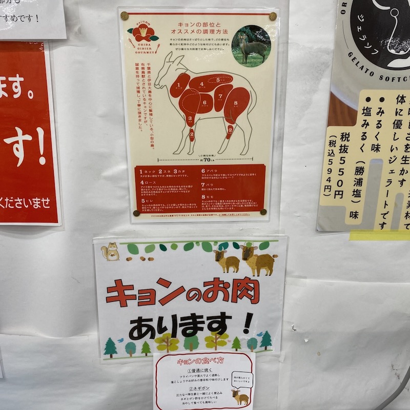 千葉県のジビエ。キョンも食材として売ってました。