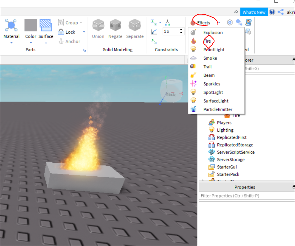 Robloxゲームの作り方 炎やパーティクルを追加するには 困ったー