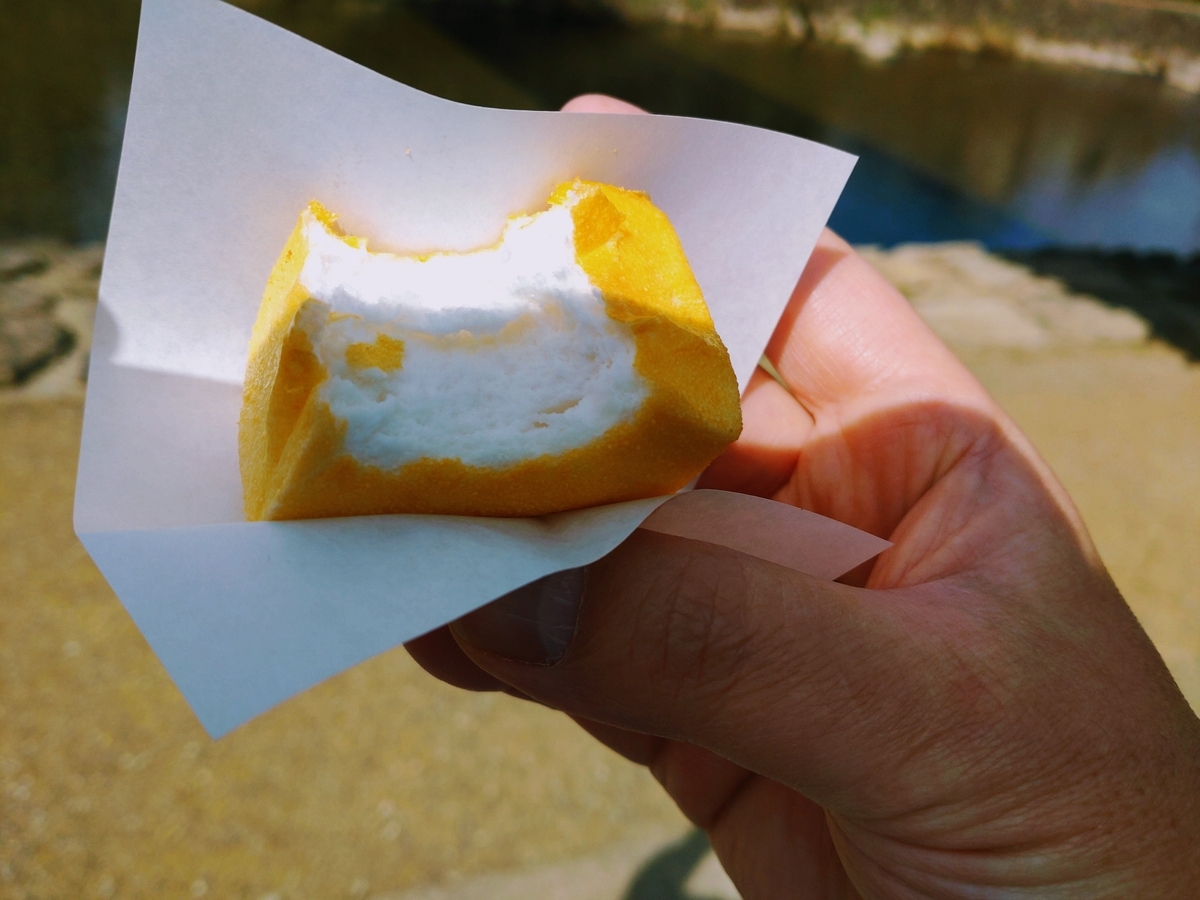 おわら玉天 一口食べてみる