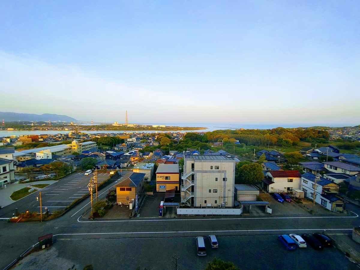 三国観光ホテル　部屋から　朝の景色