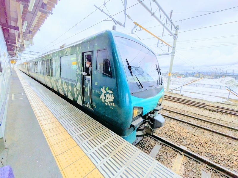 弘前駅でのリゾートしらかみ橅編成の外観