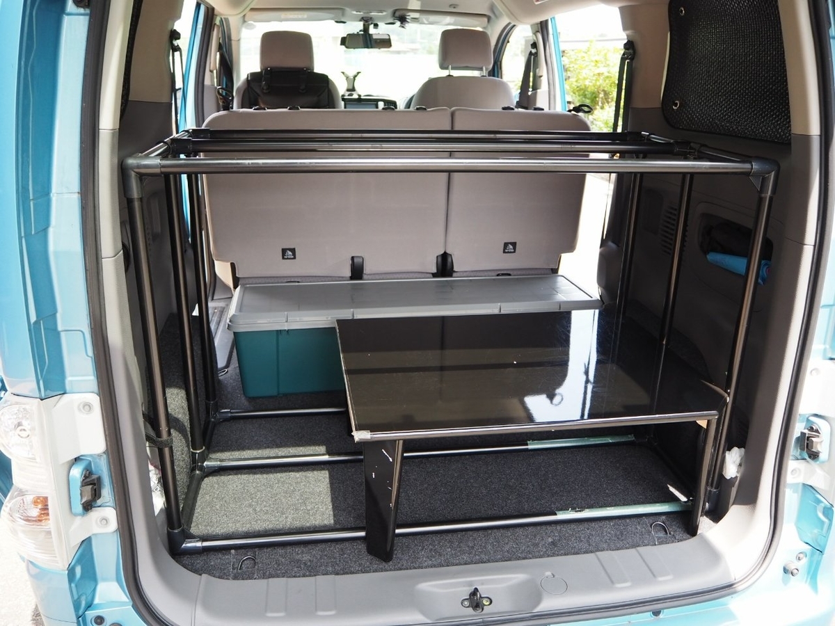 日産 nv200 DX イレクターパイプ自作ベッド キャンプ 車中泊 ベット 快適車中泊計画 e-NV200に二段ベッド追加 - 電気自動車 ポカリでGO！