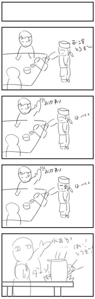 4コママンガ製作【ある日のファミレス】のラフ画 4コママンガ製作【ある日のファミレス】のラフ画