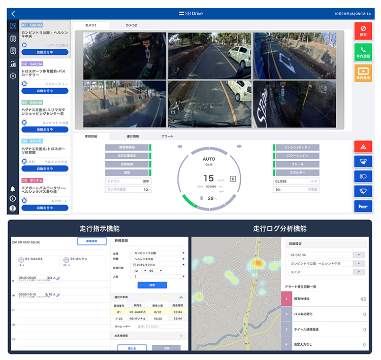 自動運転車両運行プラットフォーム「Dispatcher(ディスパッチャー)」の画面