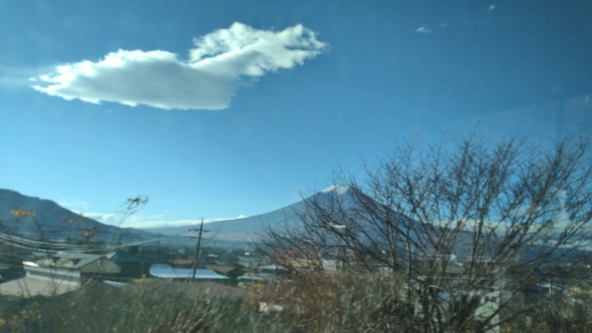 行きの高速バスからのながめ（富士山）