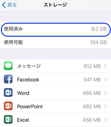 見直し後のストレージ使用状況