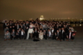 [091128日航東京結婚式後][パーティー途中でお台][夜景の集合写真]