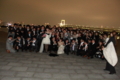 [091128日航東京結婚式後][パーティー途中でお台][夜景の集合写真]