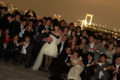 [091128日航東京結婚式後][パーティー途中でお台][夜景の集合写真]