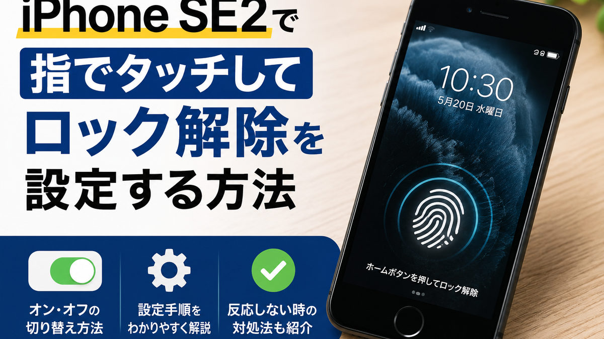 iPhone SE2で指でタッチしてロック解除を設定する方法｜オン・オフの