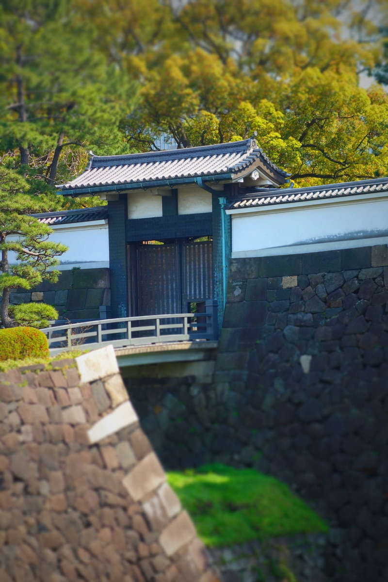 ミニチュア風写真 桜咲く北桔橋門 きたはねばしもん 嵐 ゴルフ ミステリーの日々２