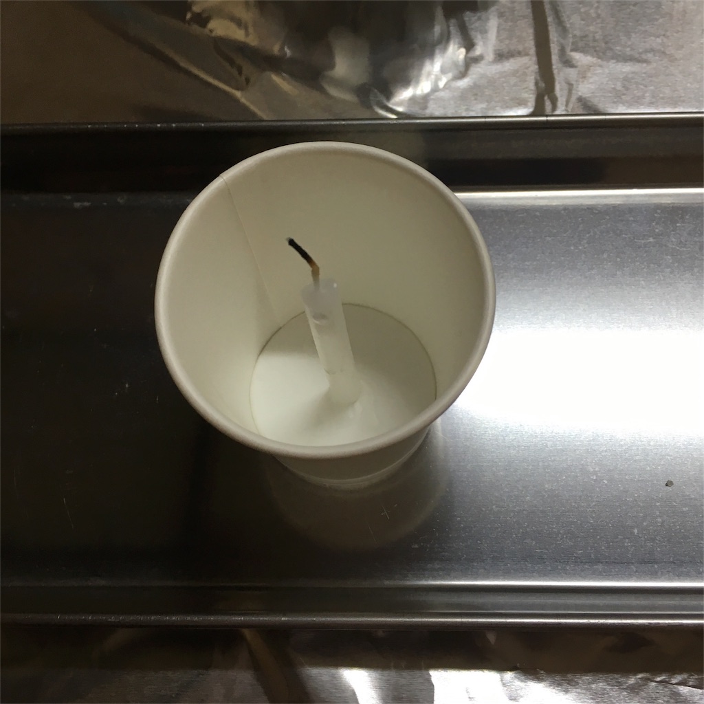 溶けた蝋を再利用してロウソクを作った 手製のなにがし 溶けた蝋を再利用してロウソクを作った 手製のなにがし