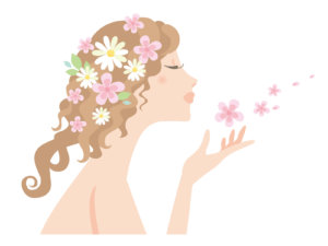 女性のスキンケアイラスト