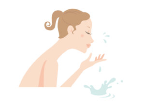 洗顔している女性イラスト