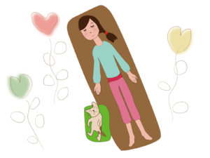 仰向けで寝る女性のイラスト