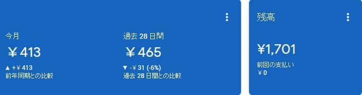 AdSenseで3ヶ月ほどで稼いだ金額