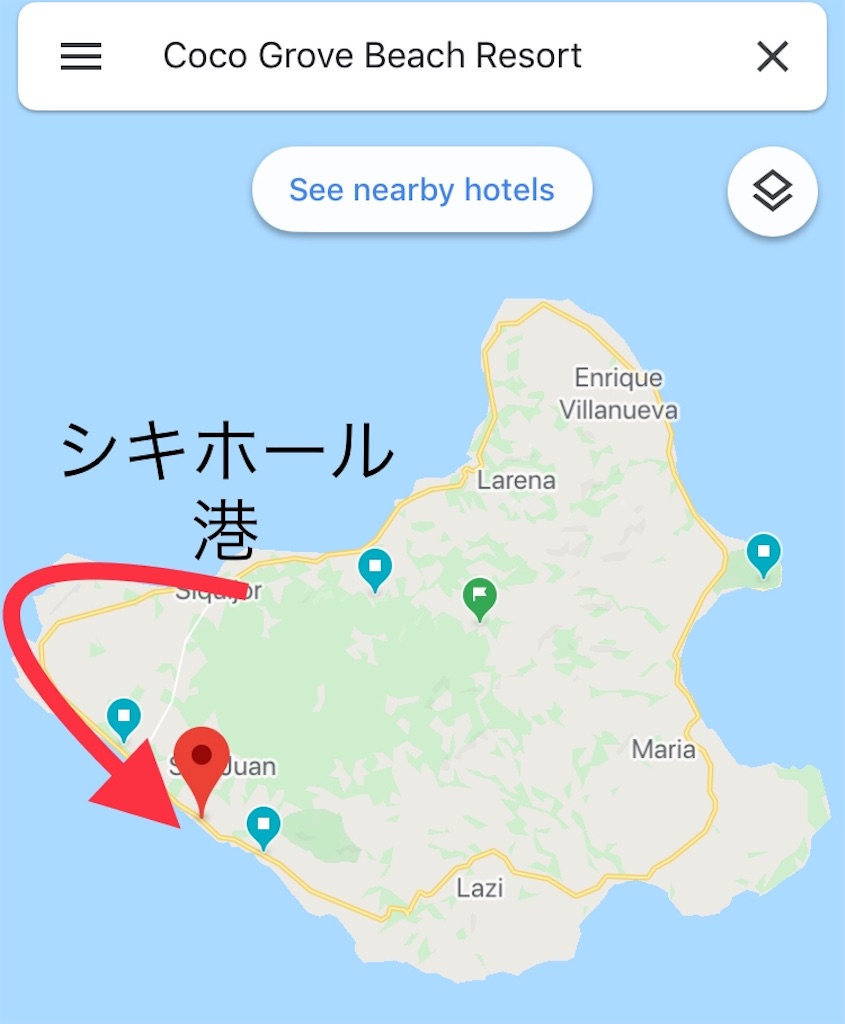 f:id:aroundranai:20200203005608j:image シキホール島No1のリゾートホテルのスイートから眺める絶景の海