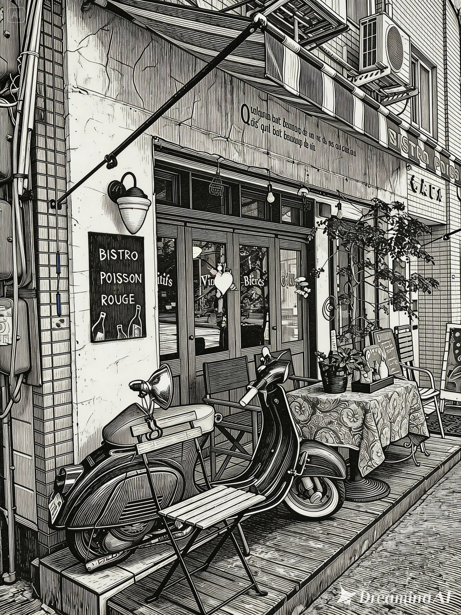 画像生成AI）カラー写真から、銅版画（エッチング）っぽいモノクロ画像