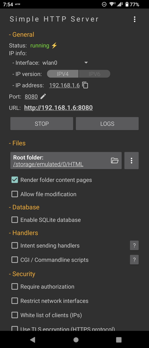 github - mamun7025 android-simple-http-server: android... Androidスマホ)「Simple HTTP Server」導入。HTML/CSS/JavaScriptをそのまま実行。機内モードでも使える ...