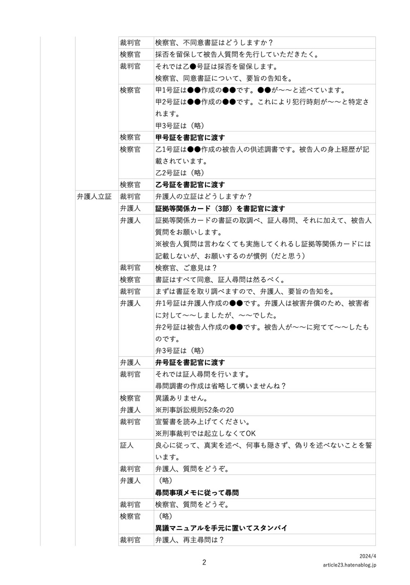 一回結審の認め事件の刑事裁判手続の流れ2