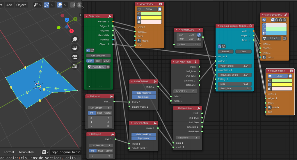 Rigid Origami Folding in Blender with addons Kukan Kogei 空間工芸