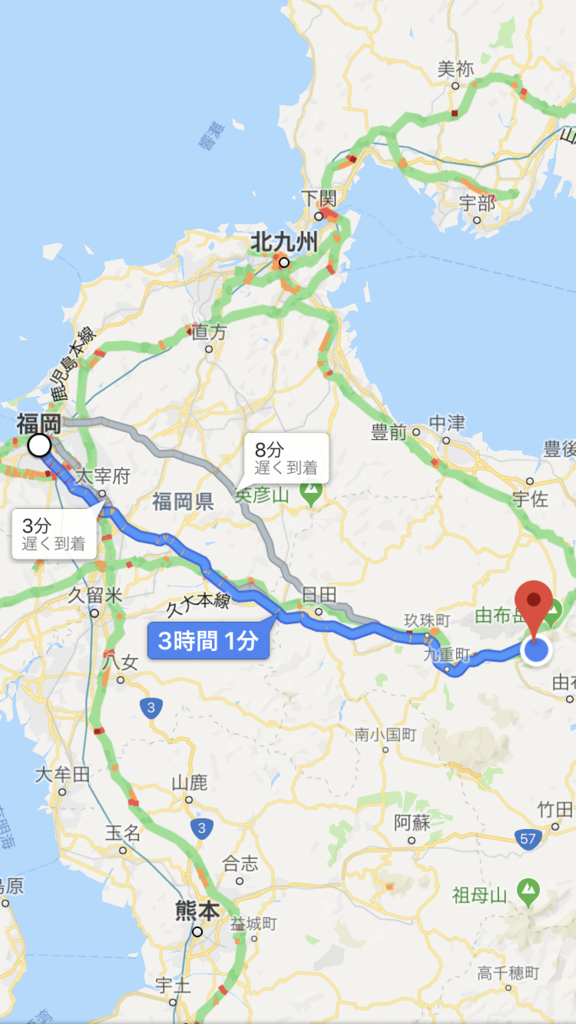 福岡市から湯布院までは車でどれぐらい 下道と高速のルートを調べたよ ゆふどこ