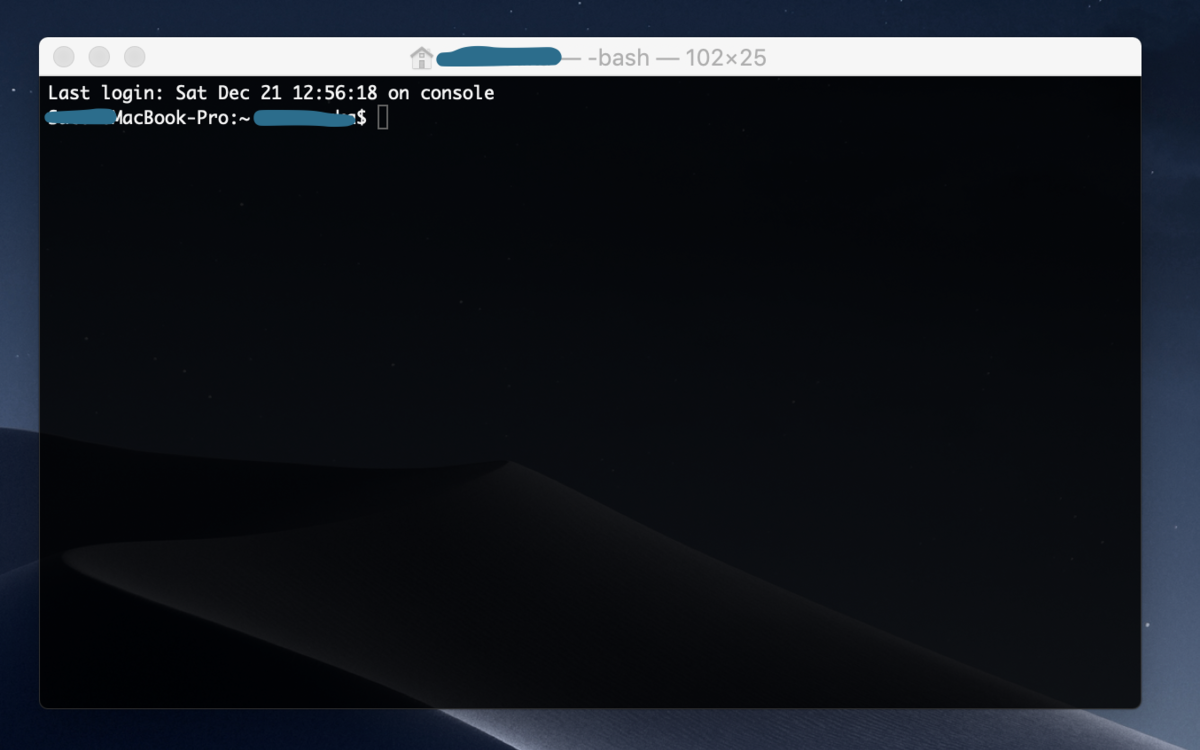 macの黒い画面ことターミナルを開いた最初の状態の画面