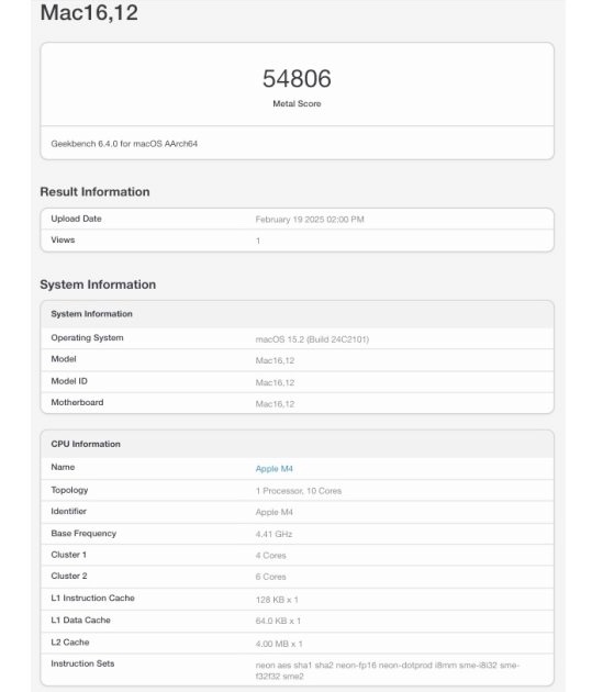 M4チップ搭載「MacBook Air」とされるベンチマークスコア