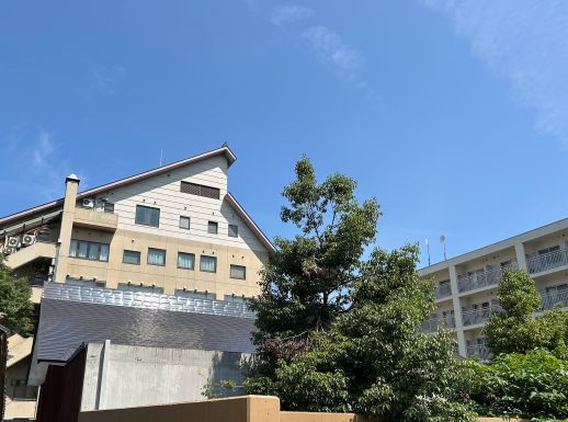 さくら亭の前景。外はよく晴れている