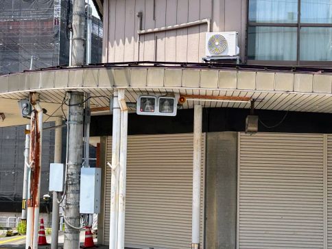 珍しい、横向きの歩行者用信号機