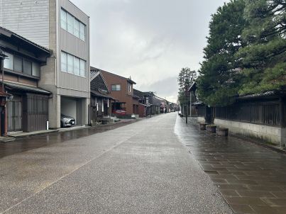 岩瀬の町並み。石畳がいい味を出している