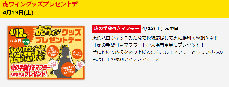 2019　阪神タイガース　入場者プレゼント企画