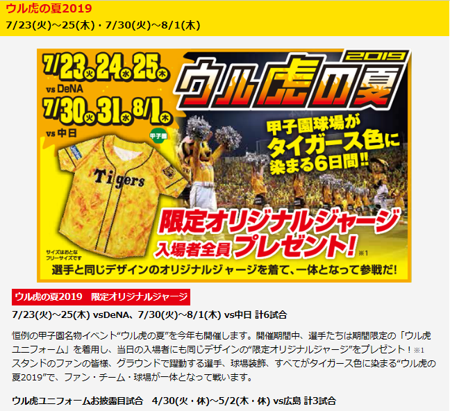 2019　阪神タイガース　入場者プレゼント企画