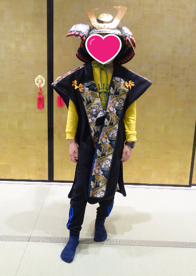 尼崎城にて　武士の衣装を着て撮影