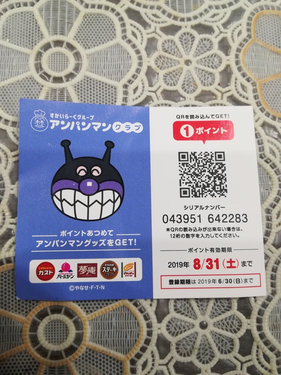 アンパンマンクラブ　ポイント券