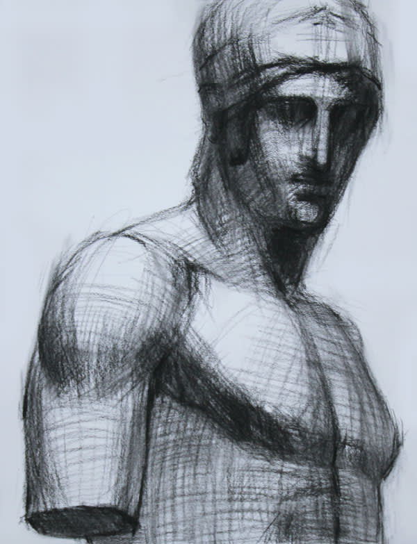 木炭で描く石膏像。マルス。 - 小川原隆太 彫刻制作記録（森共同