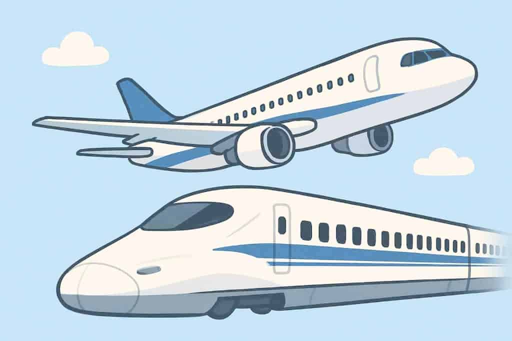 飛行機と新幹線のイラスト