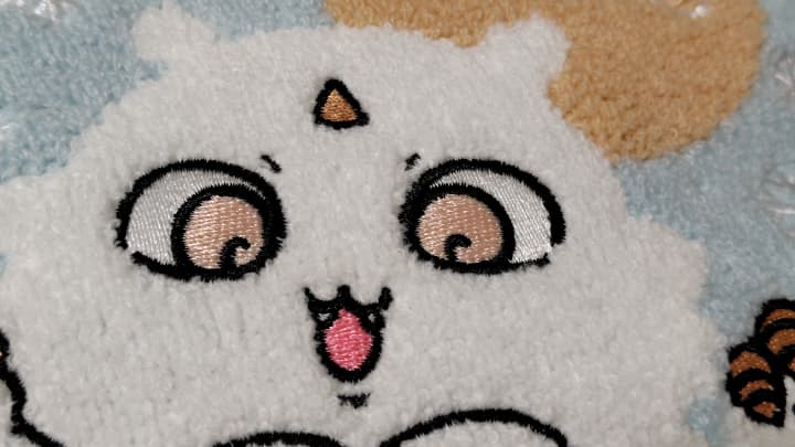 エニマイくじちいかわ D-2賞 ポーチ あのこのサガラ刺繍ポーチのアップ画像
