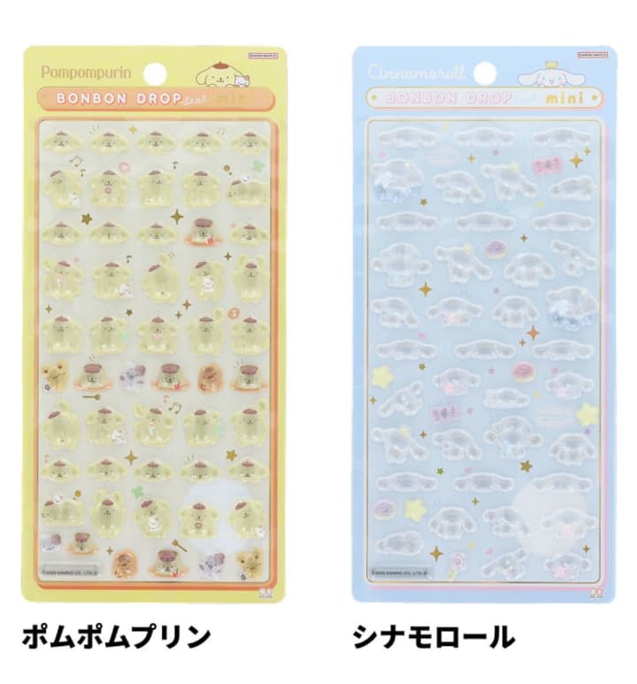 サンリオボンボンドロップシールmini ポムポムプリン シナモロール  2026年1月発売
