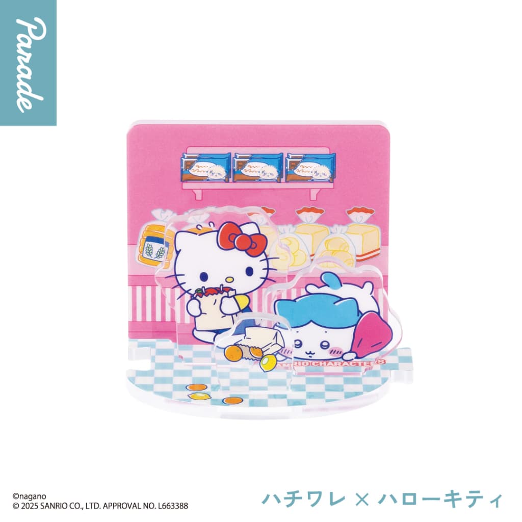 ちいかわ×サンリオキャラクターズコラボ　レイヤーアクリルスタンド　ハチワレ×ハローキティ