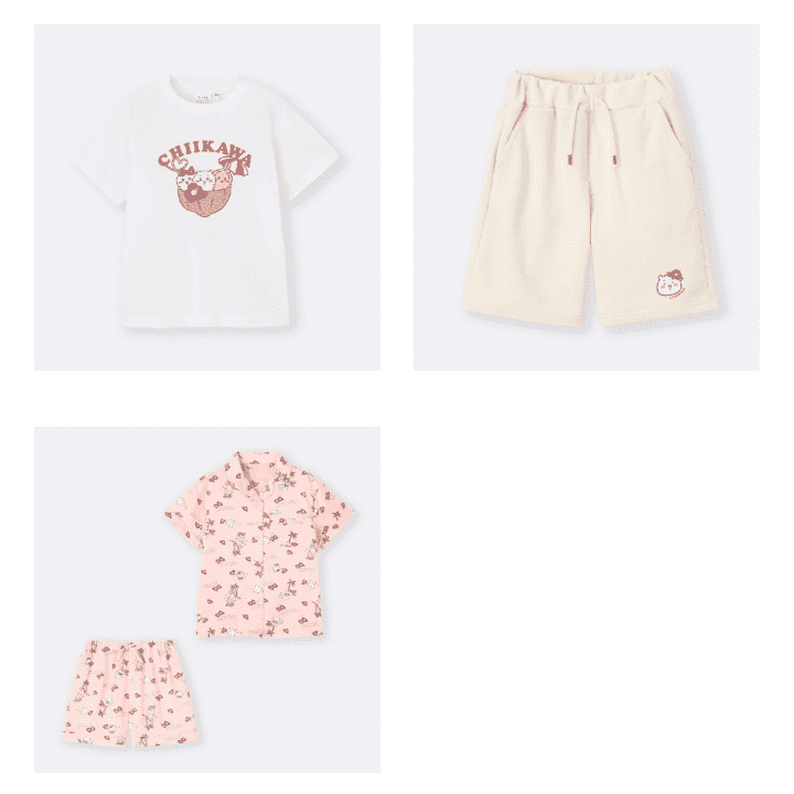 ちいかわ×ジーユー第4弾のキッズのラインナップ画像
