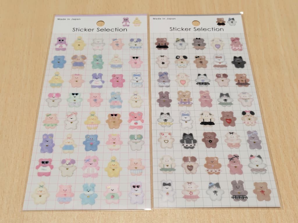 セリア購入品の「もさもさアニマル」シールの全2種を並べた画像
