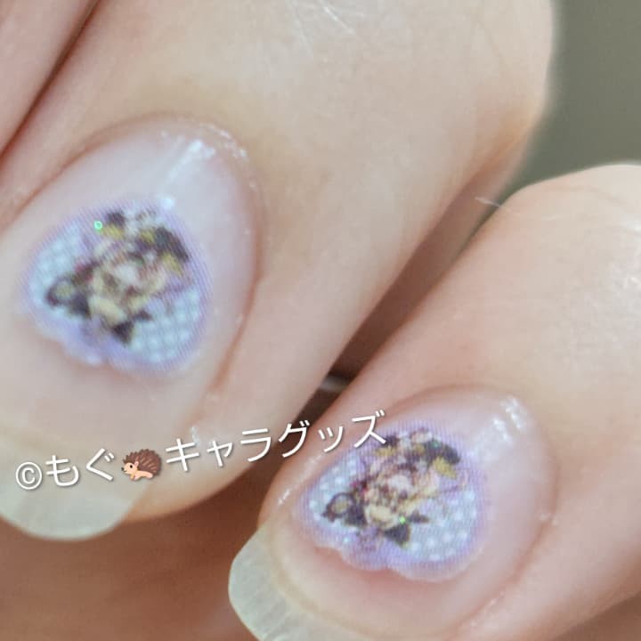 ネイルシールを大人の爪に貼ってみた様子