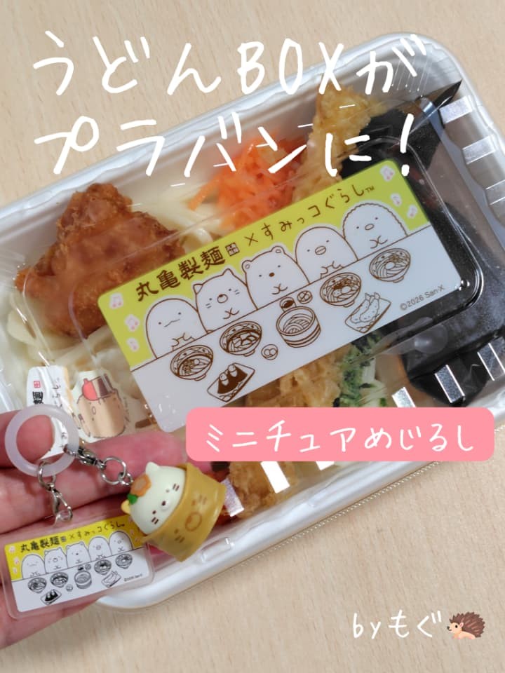うどんBOXをプラバン化 丸亀製麵×すみっコぐらしのめじるし作ってみた!焼く前と焼いた後の大きさ比較