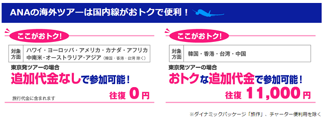 ANA海外ツアーは国内線がおトクで便利