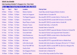 Singapore ZOO SAEx Bus Suchedule 2016-10-08